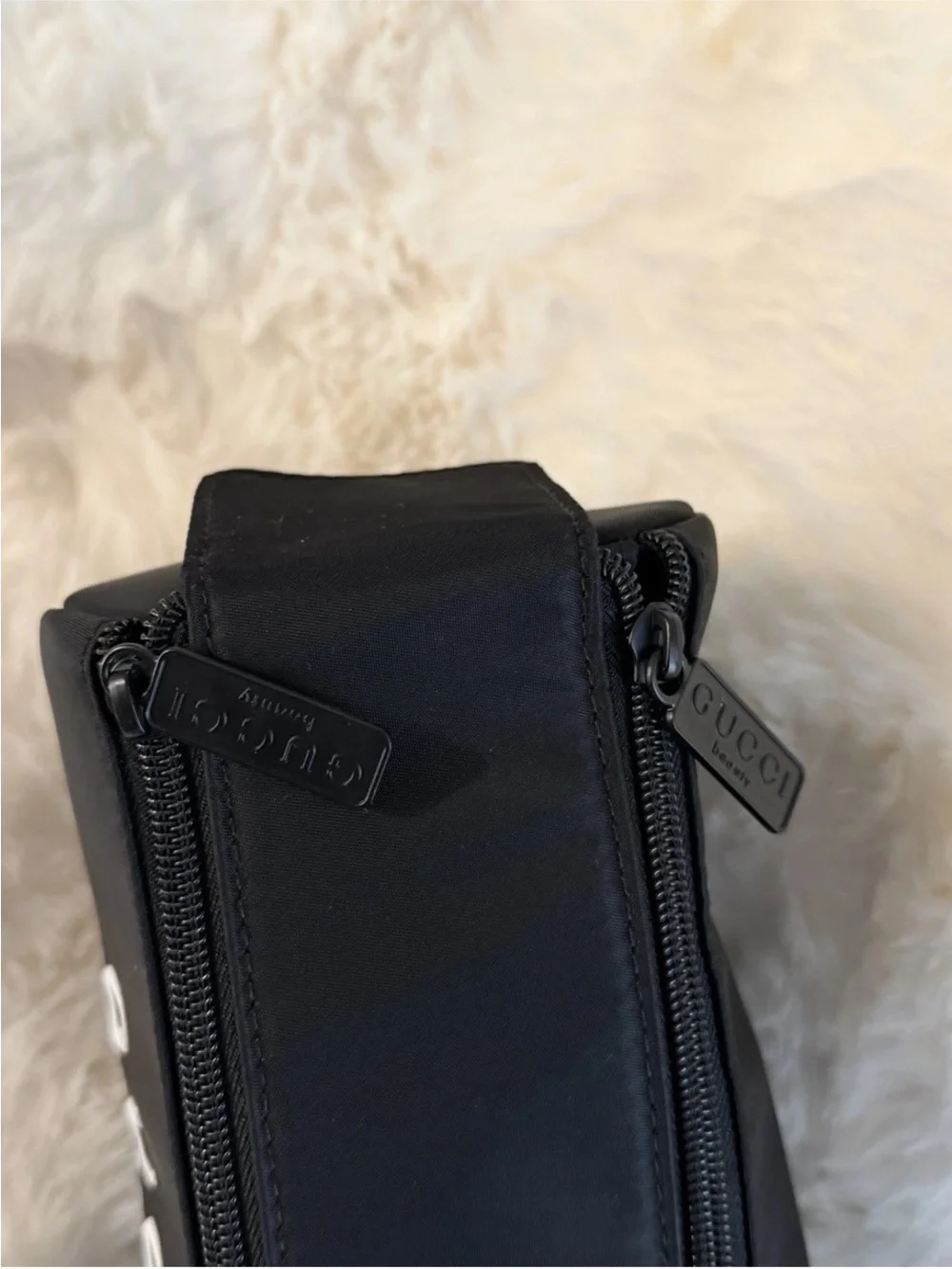 Gucci Black Beauty Toiletry Pouch with Logo 9”x4”x5”